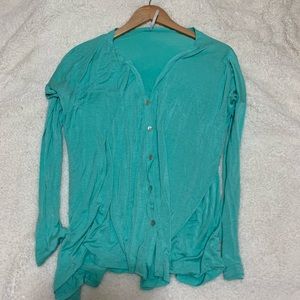 Turquoise tunic with button front